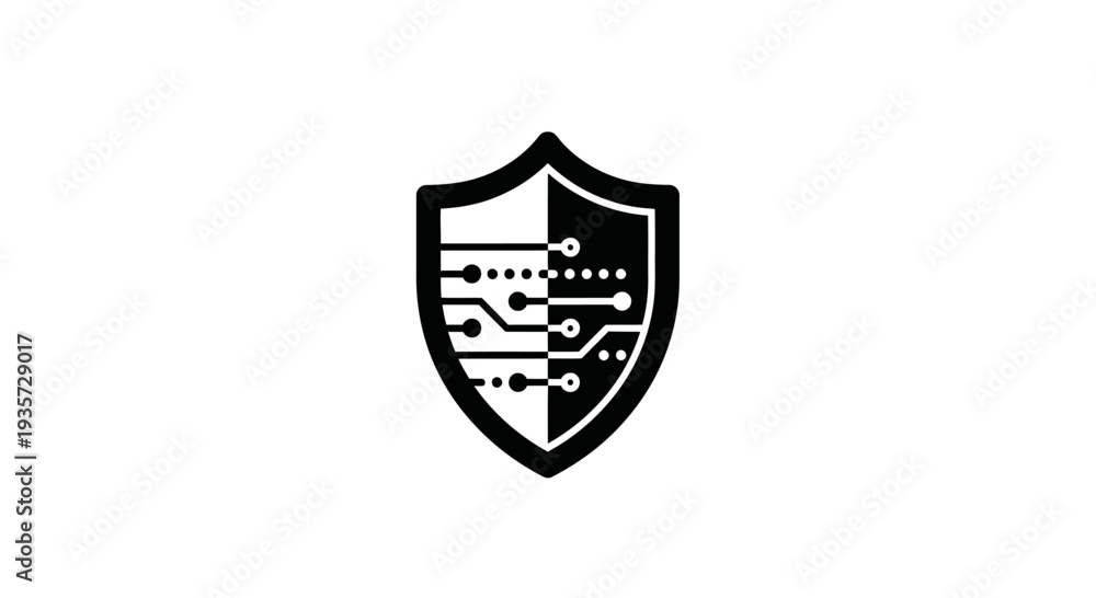 Naklejka premium Digital Security Shield Icon - Cybersecurity and Data Protection Concept