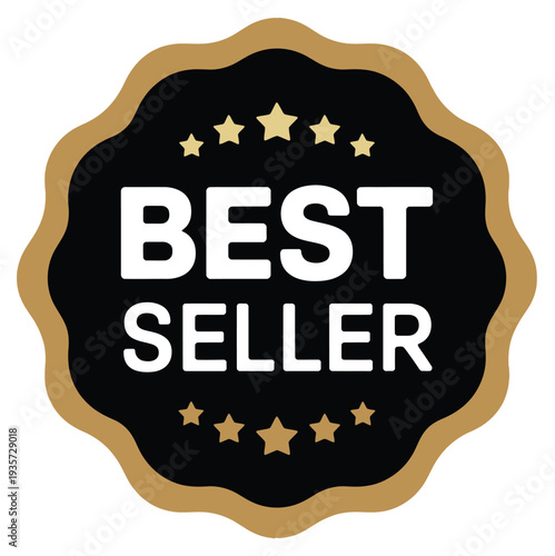 Bestseller Recognition Gold Design Award Badge Vector