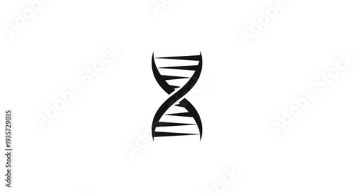 DNA Double Helix Symbol Black and White Minimalist Icon for Genetics and Science