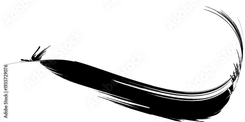 Curved Grunge Brush Stroke, Black Paint Splash Texture for Creative Design Projects