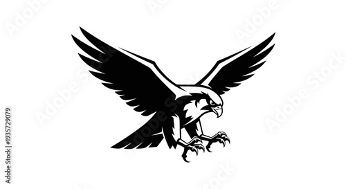 Dynamic Falcon Bird of Prey Flying with Spread Wings and Talons Vector Illustration