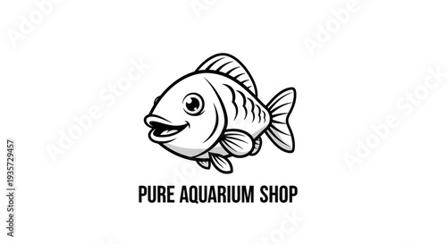 Happy cartoon fish logo illustration, ideal for aquarium shop or pet store branding design