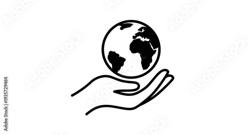 Hand holding earth globe icon, global care and environmental protection concept