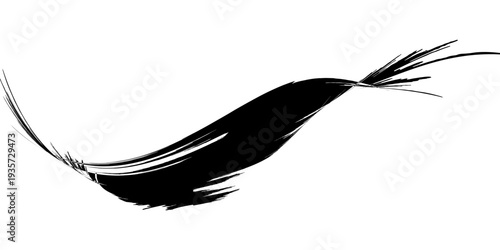 Curved Grunge Brush Stroke, Black Paint Splash Texture for Creative Design Projects