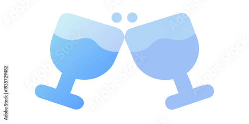 Two glasses toasting with sparkling blue drink in a festive celebration background