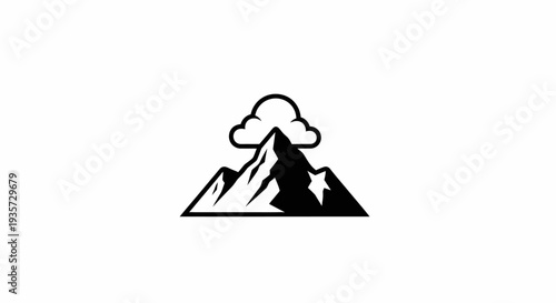 Minimalist Mountain and Cloud Icon