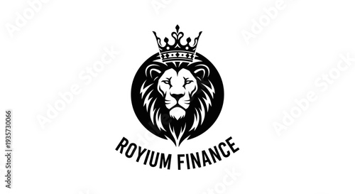 Regal lion head with crown logo for finance and investment company branding