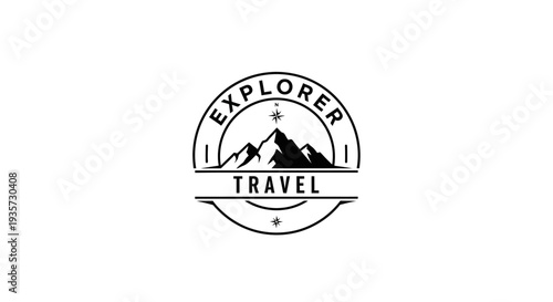 Vintage Mountain Explorer Travel Logo Badge Emblem for Outdoor Adventure and Tourism