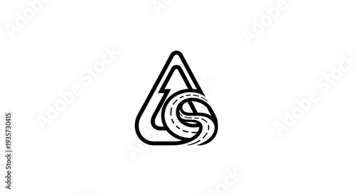 Winding Road Sign Icon with Curve Symbol - Travel Caution Ahead