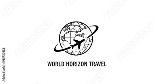 World Horizon Travel Logo with Globe and Airplane Icon