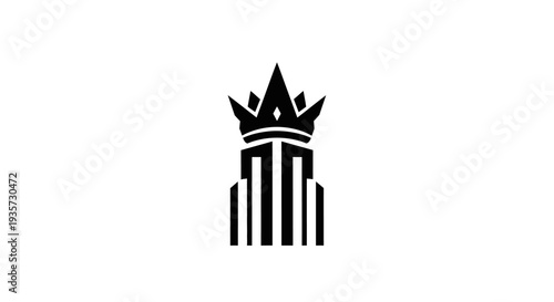 Abstract Crown Building Logo Symbolizing Royalty, Power, and Urban Architecture