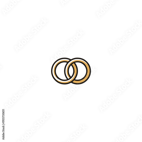 two interlocking wedding rings icon isolated on transparent background, with copy space, for web design, mobile apps and social media graphics