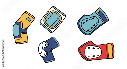 Elbow Pad Line art vector set modern abstract style illustration