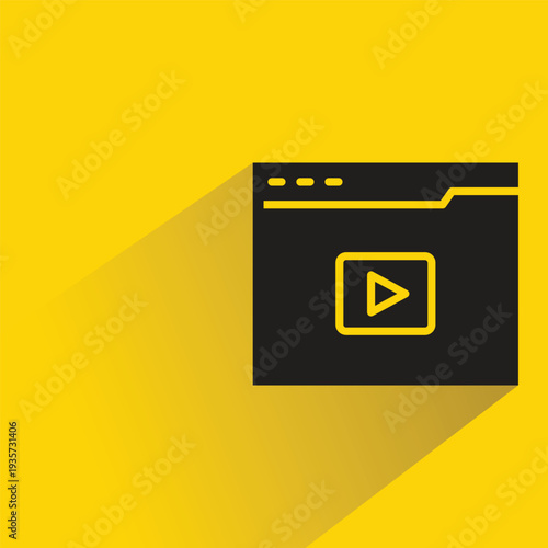 video on web icon with shadow on yellow background