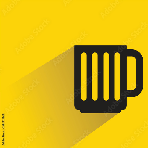beer mug icon with shadow on yellow background