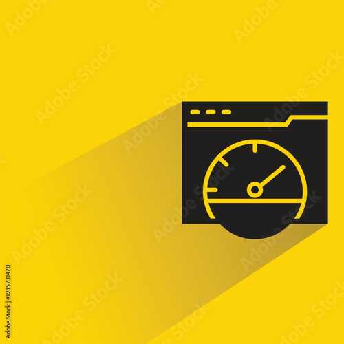 web speed icon with shadow on yellow background