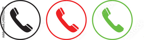 Three colored phone in circles black green