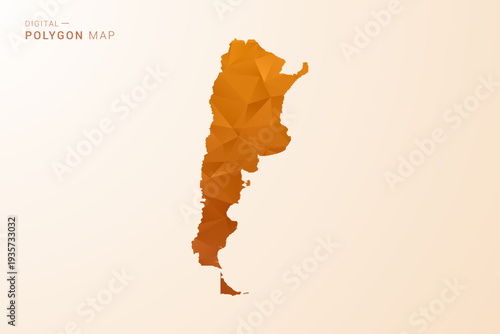 Argentina Map - Low Poly Polygon Vector Illustration in Orange Hue, Clean Geometric Style, Isolated on White Background.