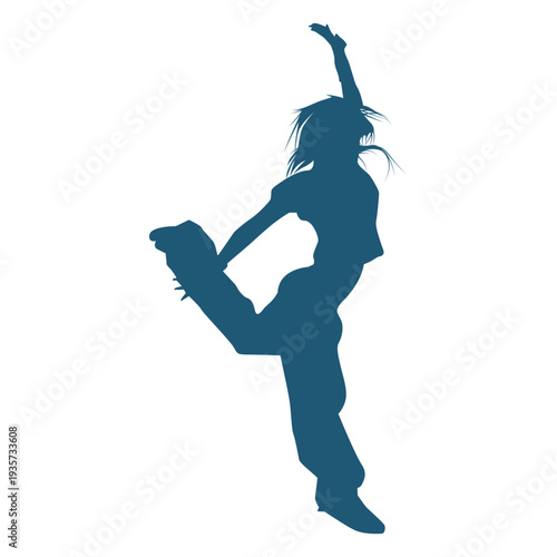 Hip hop dancer jumping silhouette