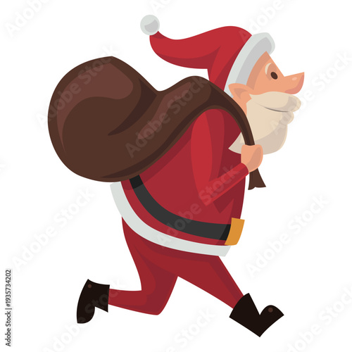 Santa carrying sack cartoon
