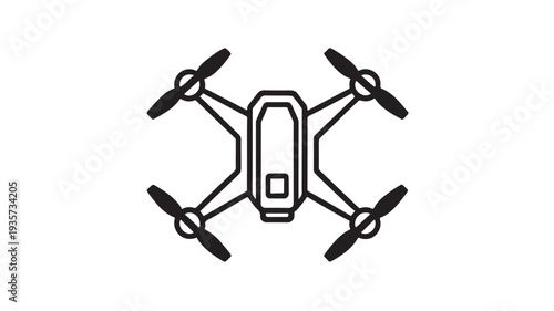 Minimalist Vector Icon of a High-Tech Quadcopter Drone from a Top-Down Perspective Representing Modern Aerial Photography and Remote Delivery