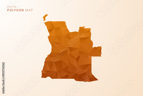 Angola Map - Low Poly Polygon Vector Illustration in Orange Hue, Clean Geometric Style, Isolated on White Background.