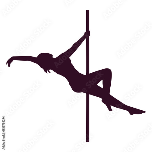 Woman performing pole dance silhouette