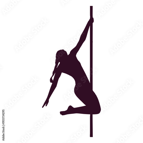 Woman pole dancer silhouette