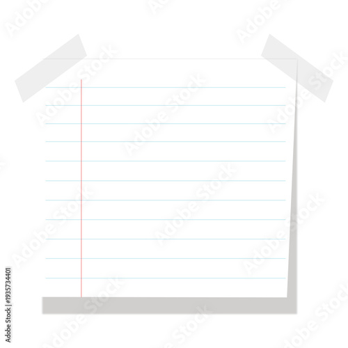Lined sticky note with clear tape