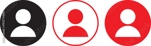 Three colored user profile user profile colored black red white background profile symbols