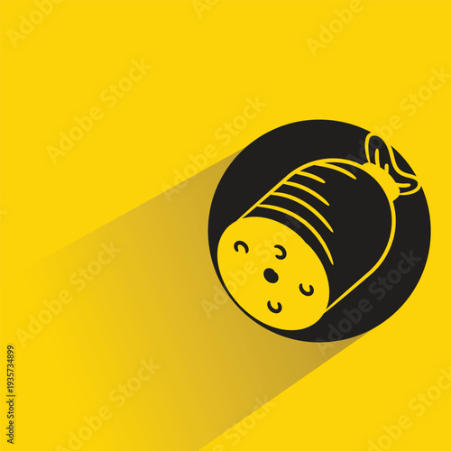 sausage icon with shadow on yellow background