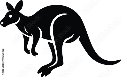 Standing kangaroo silhouette isolated on transparent background