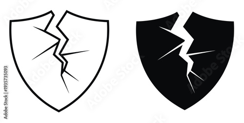 Cracked Shield Logo Set Security Protection Icon Collection