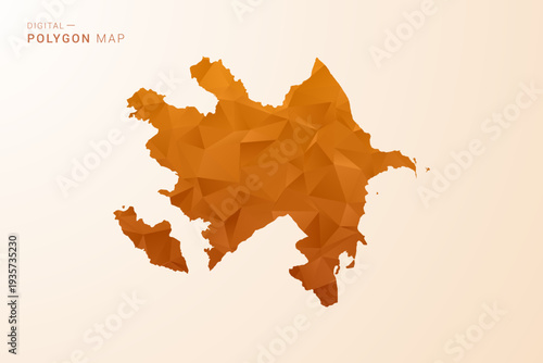 Azerbaijan Map - Low Poly Polygon Vector Illustration in Orange Hue, Clean Geometric Style, Isolated on White Background.