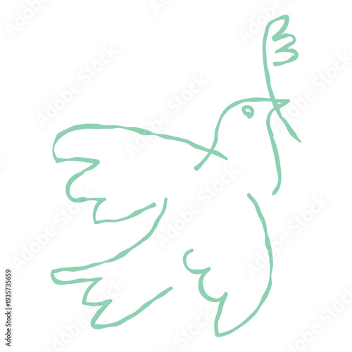 Dove with olive branch doodle