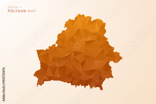 Belarus Map - Low Poly Polygon Vector Illustration in Orange Hue, Clean Geometric Style, Isolated on White Background.
