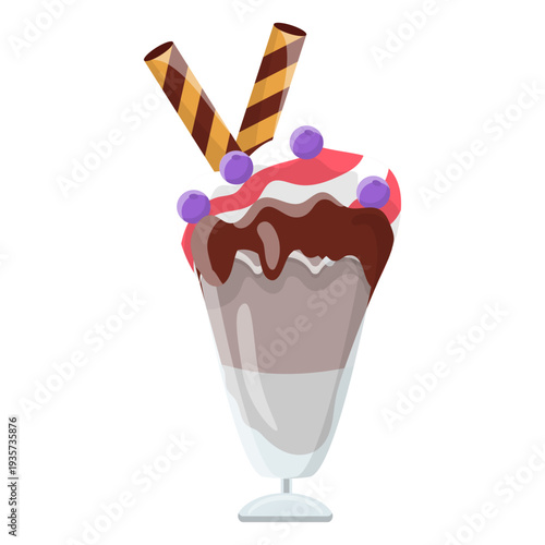 Blueberry ice cream sundae