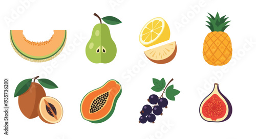Assortment of fresh fruits isolated on white