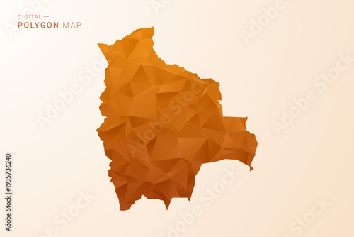 Bolivia Map - Low Poly Polygon Vector Illustration in Orange Hue, Clean Geometric Style, Isolated on White Background.