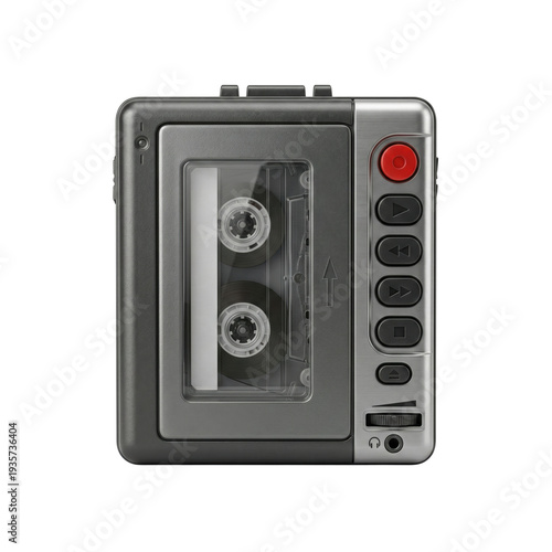 Tableau sur toile Retro handheld cassette player and recorder with tape