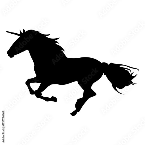Unicorn galloping silhouette