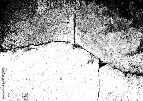 Large vector cracked concrete wall texture with a transparent background