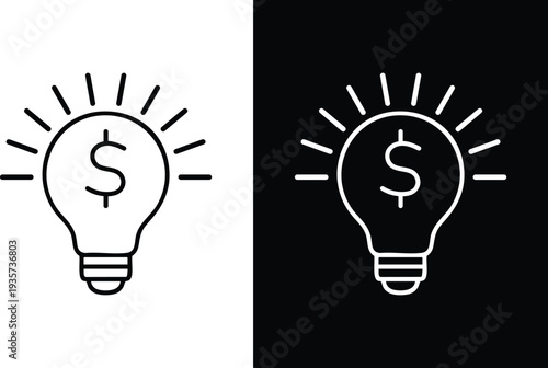 Two glowing lightbulb icons with dollar signs symbolize brilliant financial ideas.