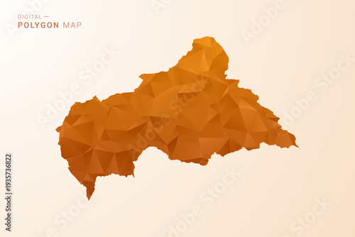 Central African Republic Map - Low Poly Polygon Vector Illustration in Orange Hue, Clean Geometric Style, Isolated on White Background.