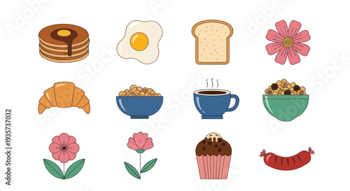 Breakfast food collection graphic elements