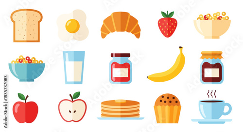 Breakfast food collection graphic