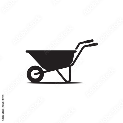 Black wheelbarrow cart icon silhouette vector illustration design on white background.