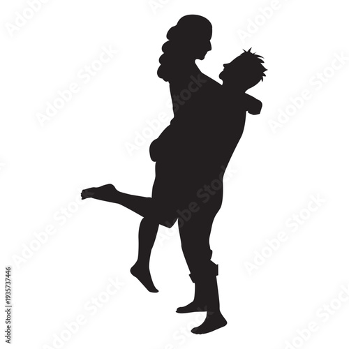 Romantic couple silhouette couple