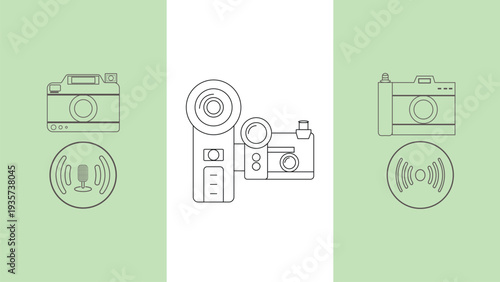 Video blogging equipment including camera and microphone on tripod