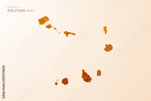Cabo Verde Map - Low Poly Polygon Vector Illustration in Orange Hue, Clean Geometric Style, Isolated on White Background.